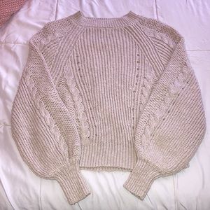 American eagle xs open knit sweater cream color with puffy sleeves
